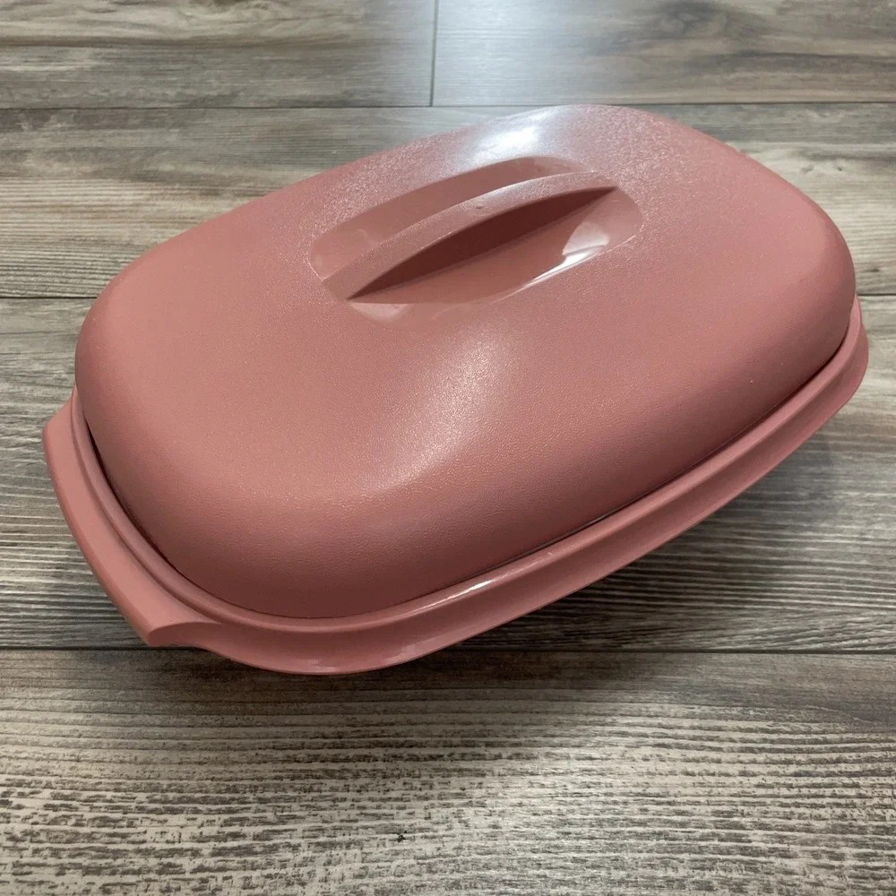 Tupperware Microwave Food Steamer 6 Cups Dusty Rose Pink 3 Piece 1273-6